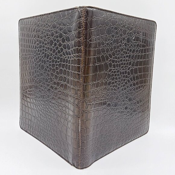 Brown Folio, Shiny Croc Print 9.5" x 12.5" with lined paper and 2 pen holders - Picture 6 of 14